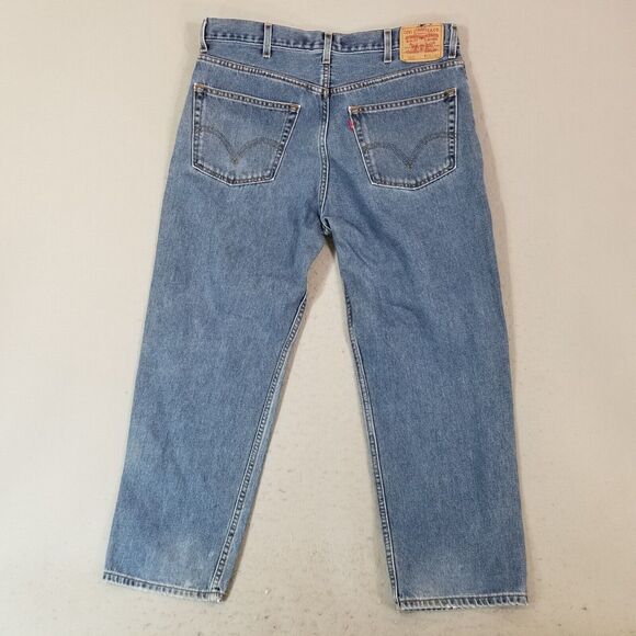 Levi's 550 jeans men's 38x30 relaxed fit straight blue denim pants - Picture 6 of 12